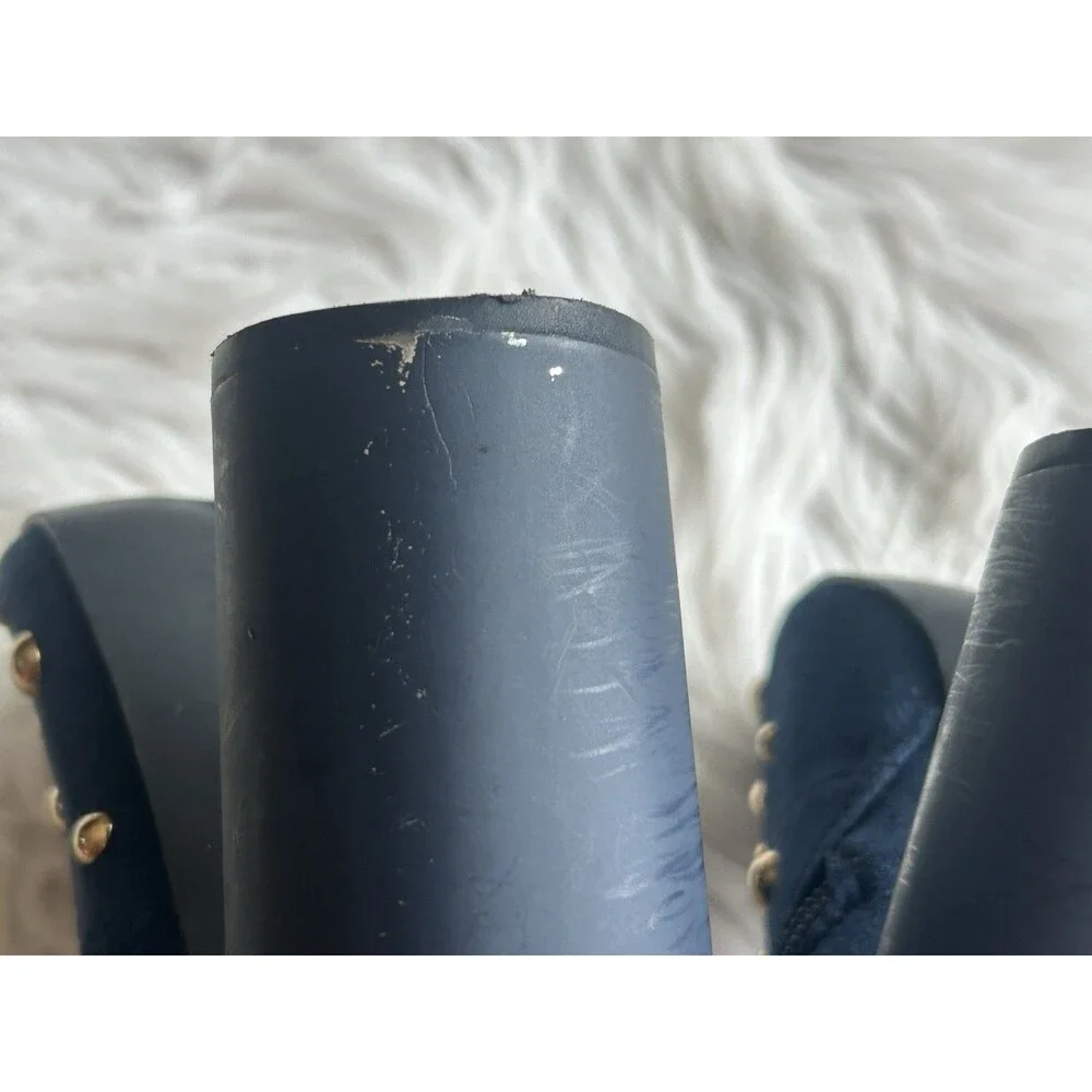 Cape Robbin Women's Size 8.5 Navy Blue Gold Studded Heel Boots Booties